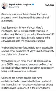 مرتس مایه تأسف آلمانی ها در صحنه جهانی است 2 توییت عراقچی